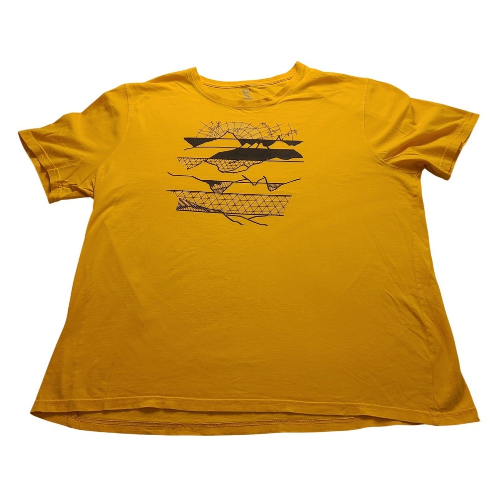 Jockey Men's XXL Yellow Graphic T-Shirt Abstract Geometric Print Cotton Tee NWOT